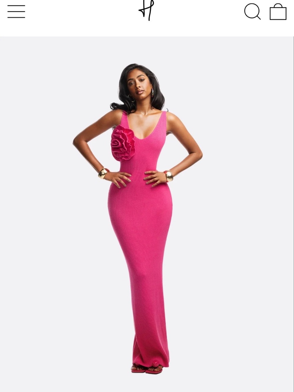 Hanifa Myli Knit Maxi Dress with Floral Accent